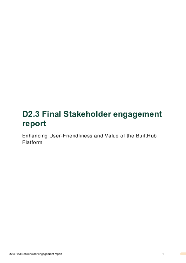Final Stakeholder engagement report (Deliverable 2.3)