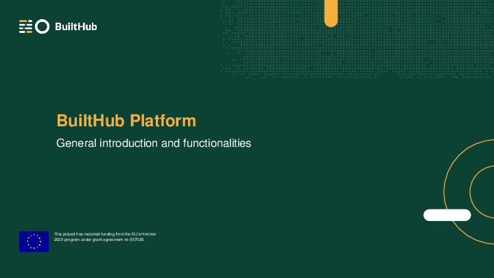 BuiltHub Platform General introduction and functionalities