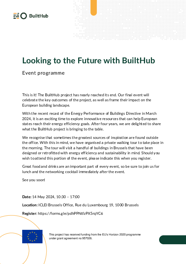 BuiltHub Final Event Programme: Looking to the Future with BuiltHub