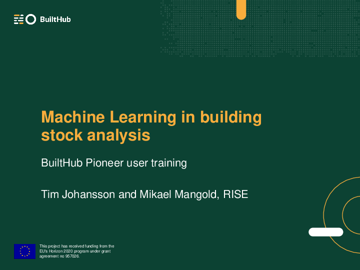 BuiltHub Pioneer user training: Machine Learning in building stock analysis